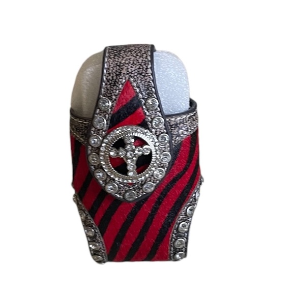 P&G Collection Western Style Case Leather  NWT Animal Print Red NWT - Picture 2 of 9